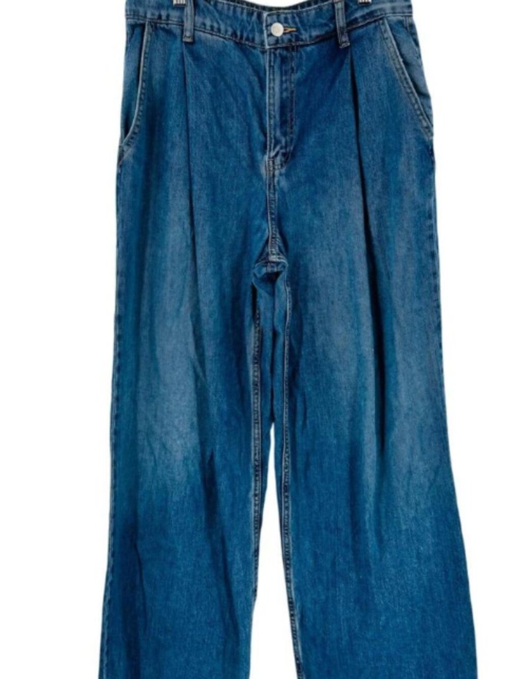 Zara Wide Leg Pleated Jeans - Picture 3 of 6
